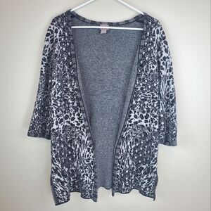 Easywear By Chico's Size M Black Multi Patterned Open Front Cardigan